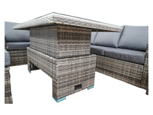 Załaduj obraz do przeglądarki galerii, SOFA 8 OSOBOWA STÓŁ Z SZYBĄ 2 PUFY DI SELVIO E1048