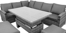 Załaduj obraz do przeglądarki galerii, SOFA 8 OSOBOWA STÓŁ Z SZYBĄ 2 PUFY DI SELVIO E1048