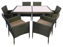 Załaduj obraz do przeglądarki galerii, Zestaw ogrodowy stół i 6 krzeseł brązowy FLORENCJA E1043 di selvio