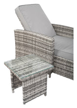 Załaduj obraz do przeglądarki galerii, Leżak ogrodowy rattanowy ze stolikiem kawowym popiel COCO 5 E1049