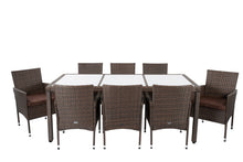 Załaduj obraz do przeglądarki galerii, Zestaw ogrodowy stół i 8 krzeseł brązowy FLORENCJA