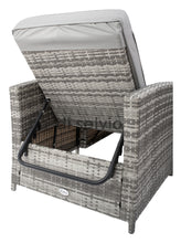 Załaduj obraz do przeglądarki galerii, Leżak ogrodowy rattanowy ze stolikiem kawowym popiel COCO 5 E1049