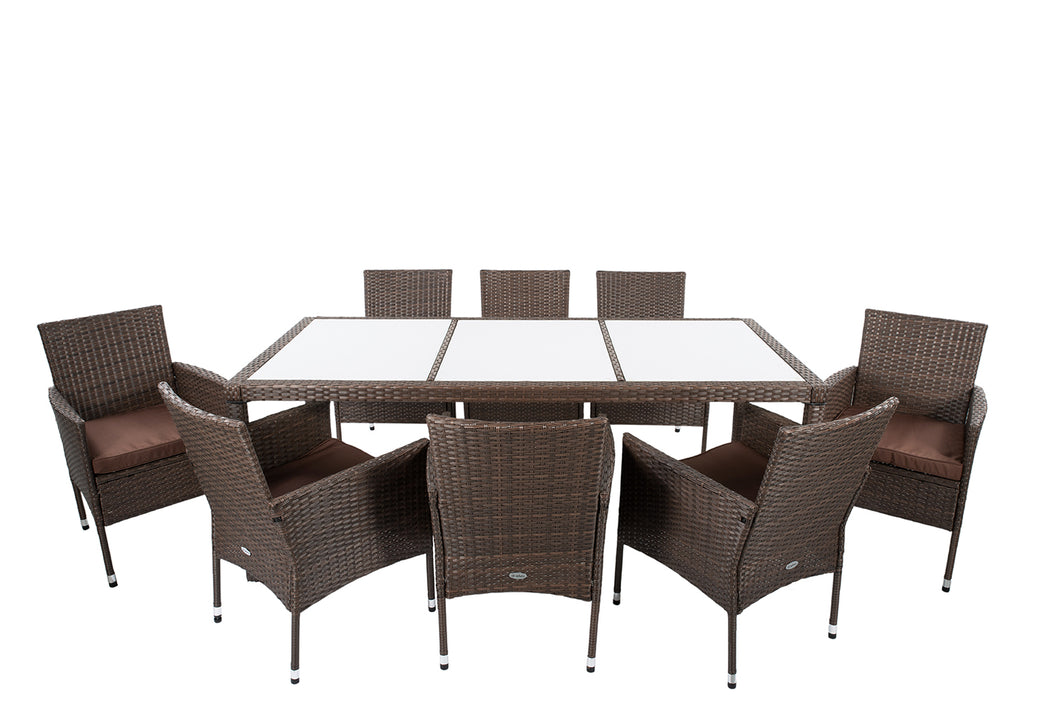 Zestaw ogrodowy stół i 8 krzeseł brązowy FLORENCJA